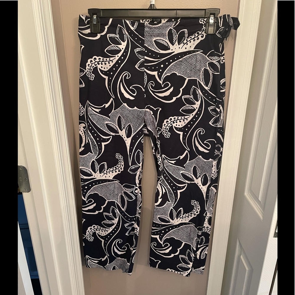 Navy blue and white capris